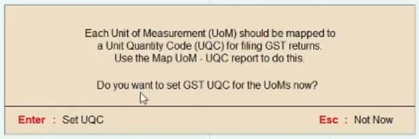 GST Unit Quantity Code error