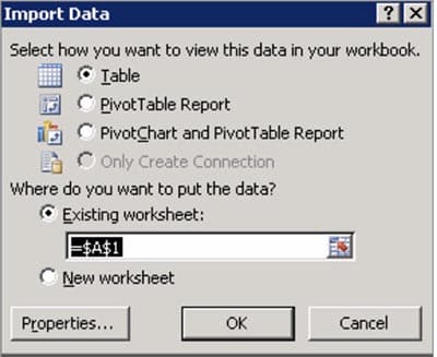 Excel import data